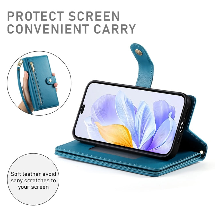 For Honor X60i Nine Card-slot Zipper Wallet Bag Leather Phone Case