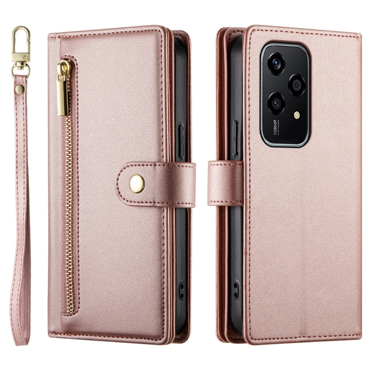For Honor 200 Lite Global Nine Card-slot Zipper Wallet Bag Leather Phone Case