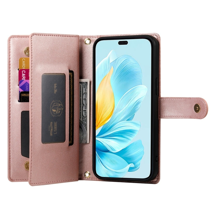 For Honor 200 Lite Global Nine Card-slot Zipper Wallet Bag Leather Phone Case