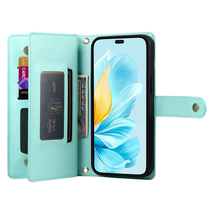 For Honor 200 Lite Global Nine Card-slot Zipper Wallet Bag Leather Phone Case