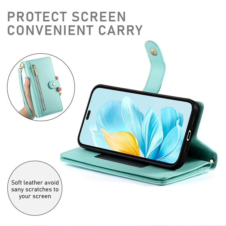 For Honor 200 Lite Global Nine Card-slot Zipper Wallet Bag Leather Phone Case