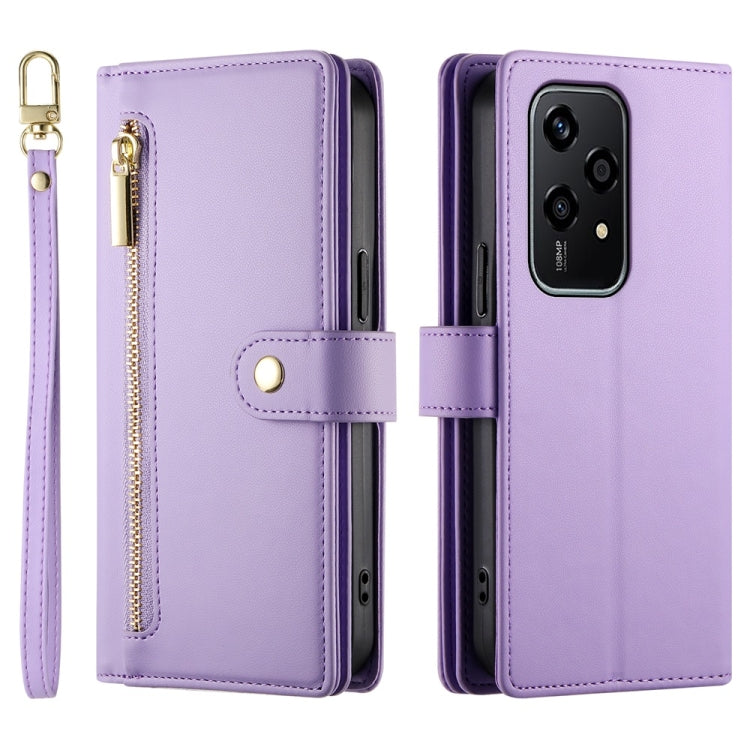 For Honor 200 Lite Global Nine Card-slot Zipper Wallet Bag Leather Phone Case
