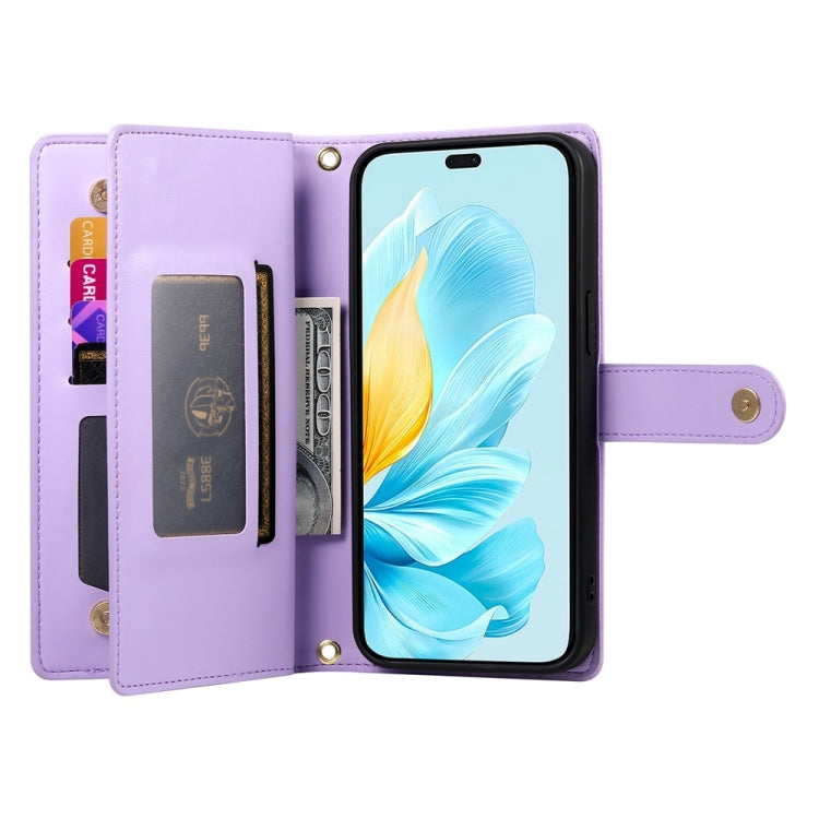 For Honor 200 Lite Global Nine Card-slot Zipper Wallet Bag Leather Phone Case