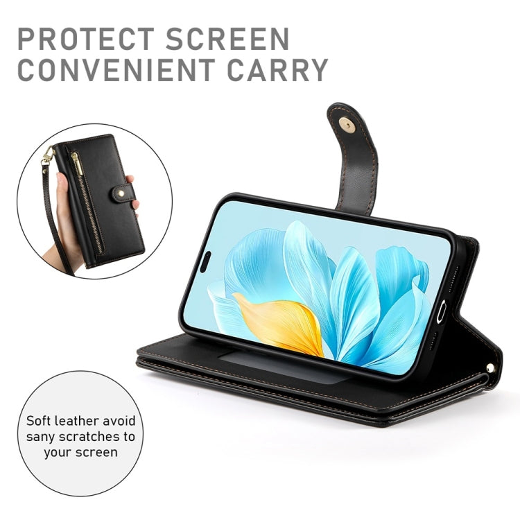 For Honor 200 Lite Global Nine Card-slot Zipper Wallet Bag Leather Phone Case
