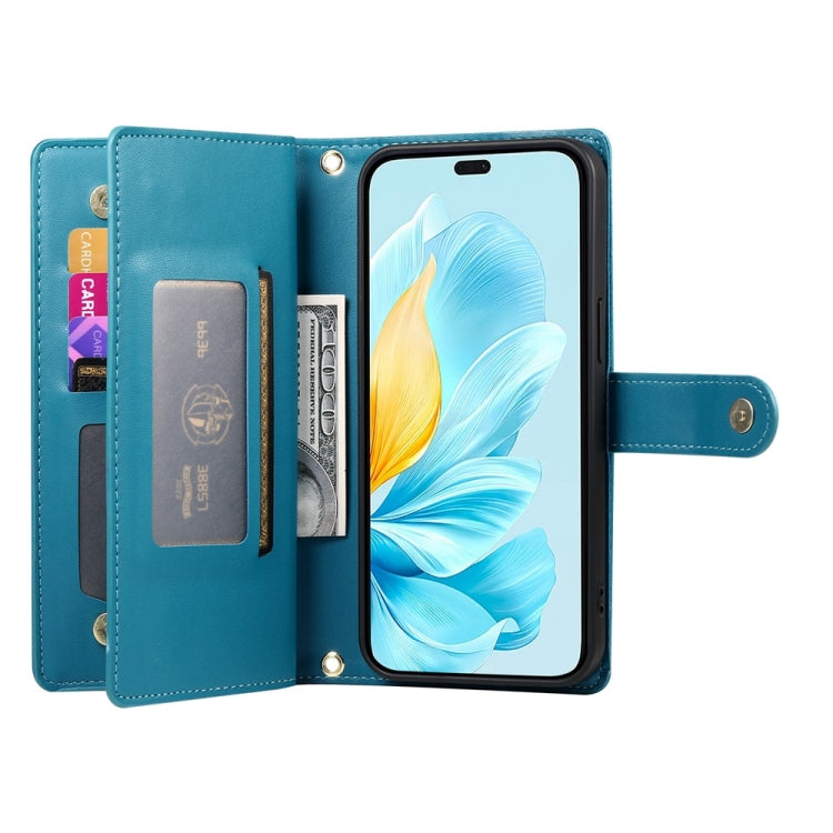 For Honor 200 Lite Global Nine Card-slot Zipper Wallet Bag Leather Phone Case