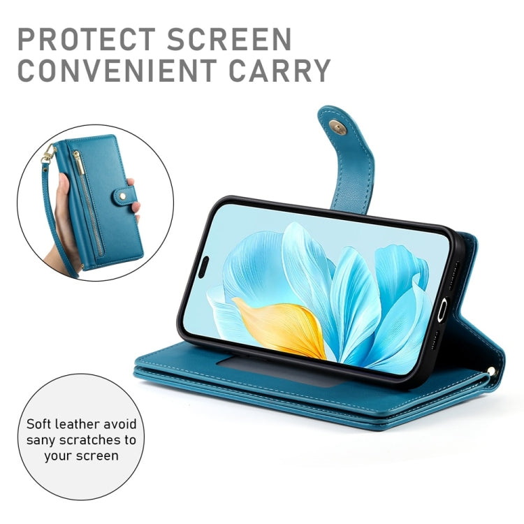 For Honor 200 Lite Global Nine Card-slot Zipper Wallet Bag Leather Phone Case