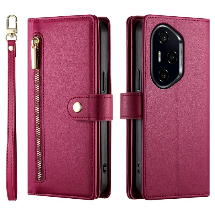For Honor 300 Pro / 300 Ultra Nine Card-slot Zipper Wallet Bag Leather Phone Case