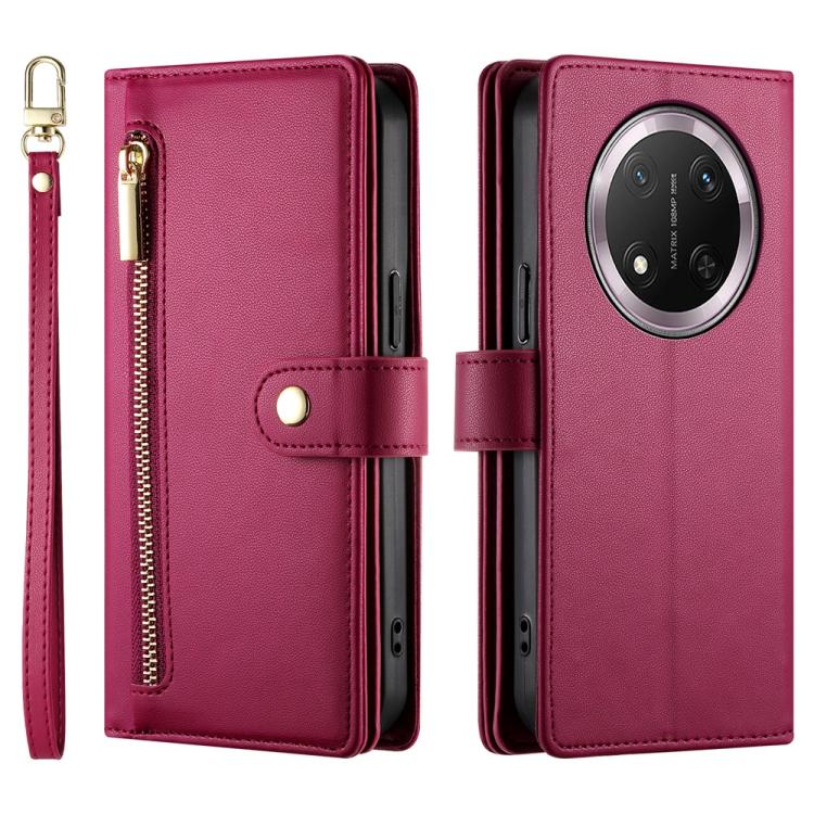 For Honor X9c Global / Magic7 Lite Nine Card-slot Zipper Wallet Bag Leather Phone Case