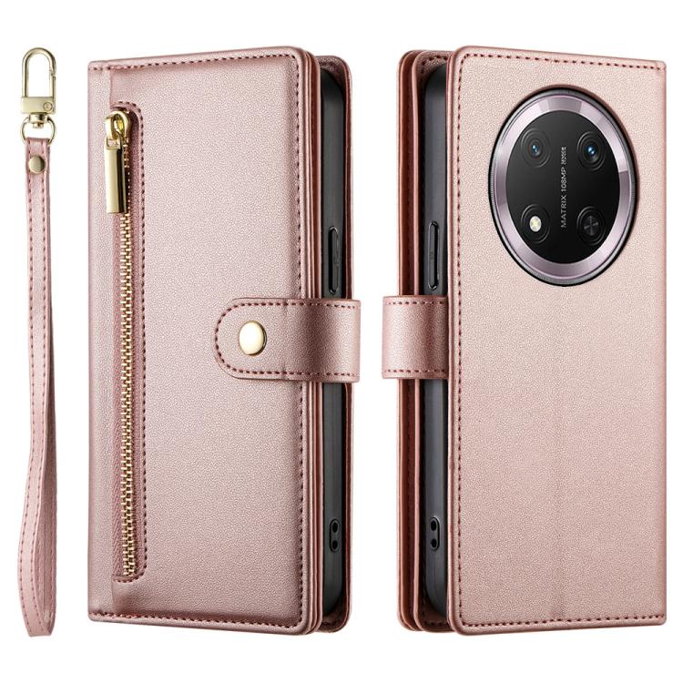 For Honor X9c Global / Magic7 Lite Nine Card-slot Zipper Wallet Bag Leather Phone Case