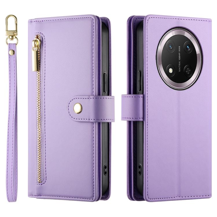 For Honor X9c Global / Magic7 Lite Nine Card-slot Zipper Wallet Bag Leather Phone Case