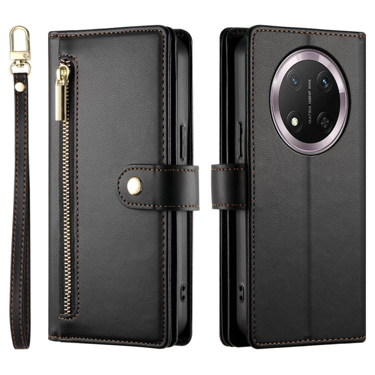 For Honor X9c Global / Magic7 Lite Nine Card-slot Zipper Wallet Bag Leather Phone Case