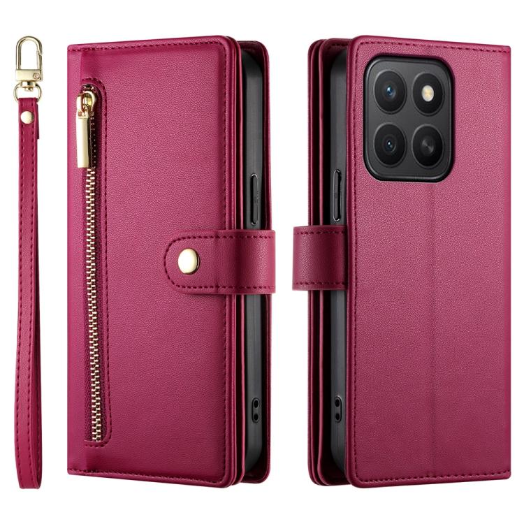 For Honor X8c 4G Nine Card-slot Zipper Wallet Bag Leather Phone Case