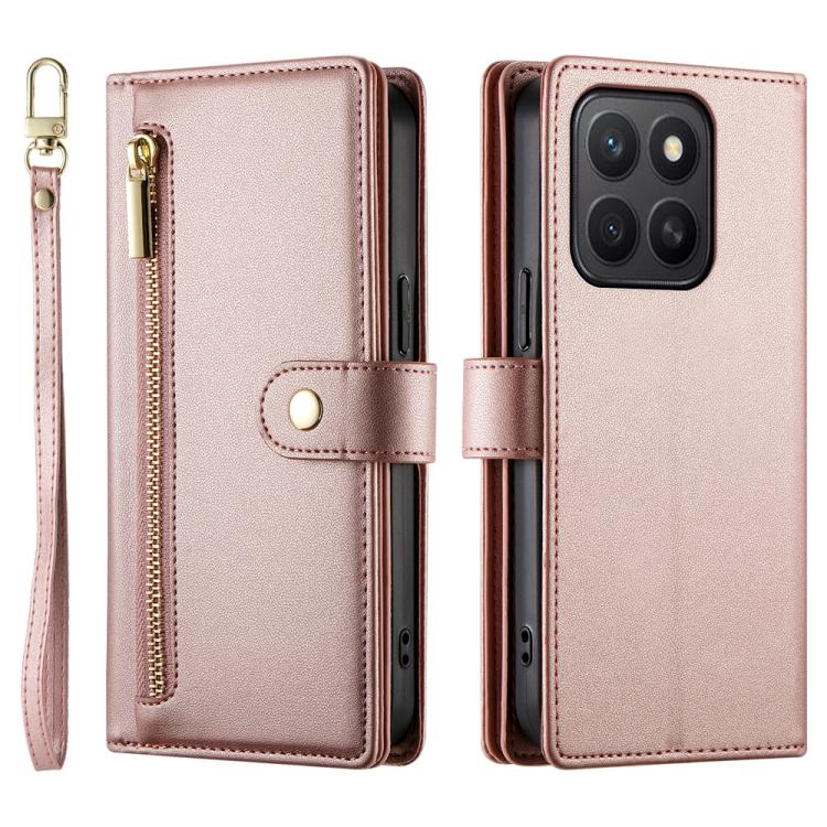 For Honor X8c 4G Nine Card-slot Zipper Wallet Bag Leather Phone Case