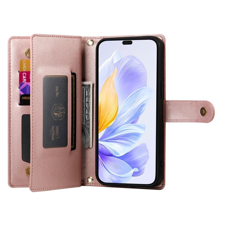 For Honor X8c 4G Nine Card-slot Zipper Wallet Bag Leather Phone Case