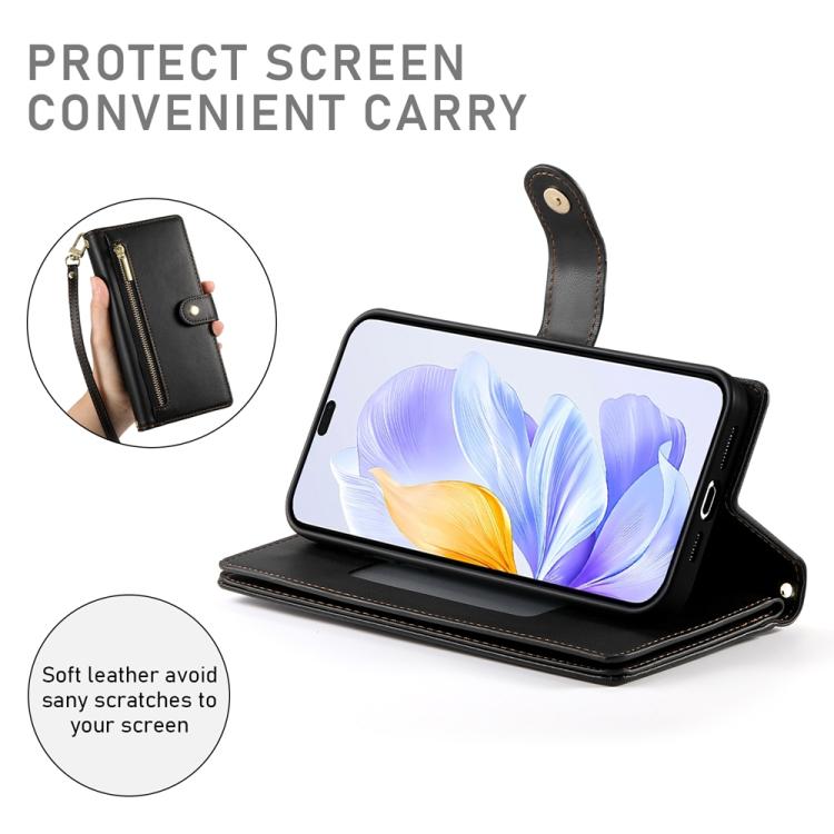 For Honor X8c 4G Nine Card-slot Zipper Wallet Bag Leather Phone Case