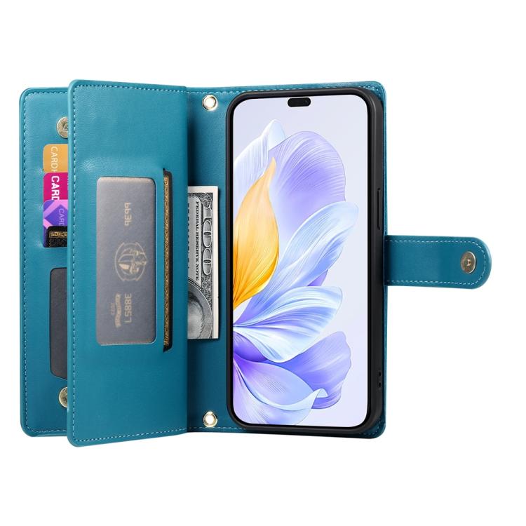 For Honor X8c 4G Nine Card-slot Zipper Wallet Bag Leather Phone Case
