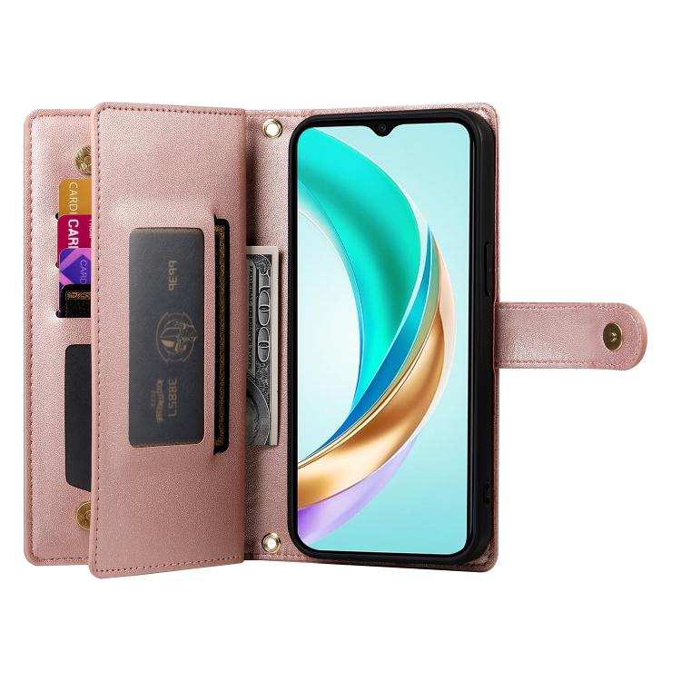 For Honor 400 Lite Global Nine Card-slot Zipper Wallet Bag Leather Phone Case