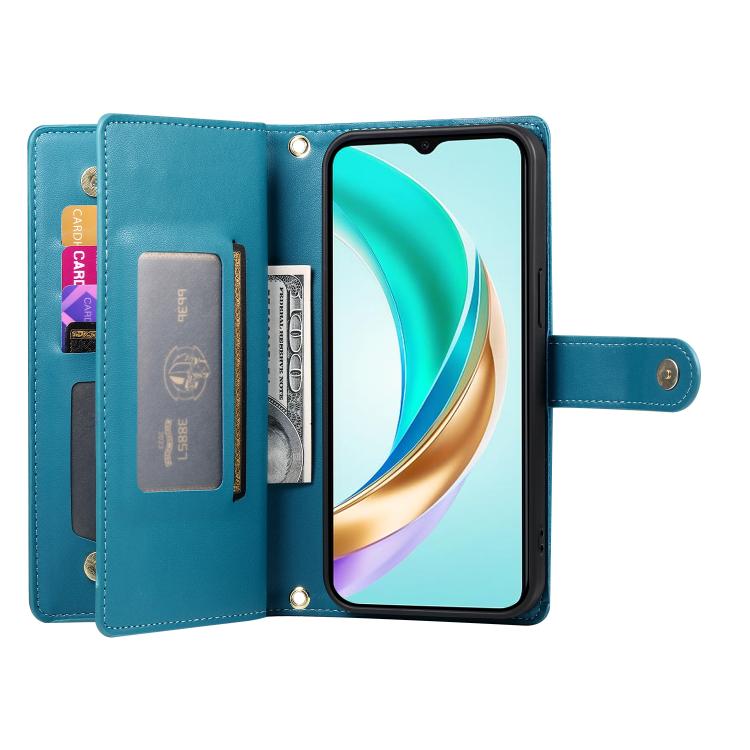 For Honor 400 Lite Global Nine Card-slot Zipper Wallet Bag Leather Phone Case