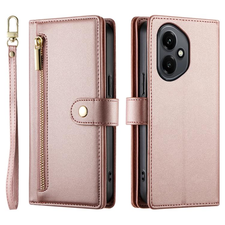 For Honor 400 Global 156.5mm Nine Card-slot Zipper Wallet Bag Leather Phone Case