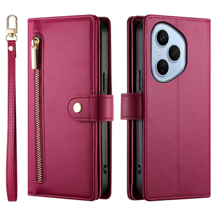 For Honor 400 Pro Global 160.8mm Nine Card-slot Zipper Wallet Bag Leather Phone Case