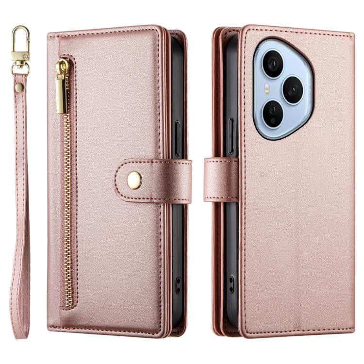 For Honor 400 Pro Global 160.8mm Nine Card-slot Zipper Wallet Bag Leather Phone Case