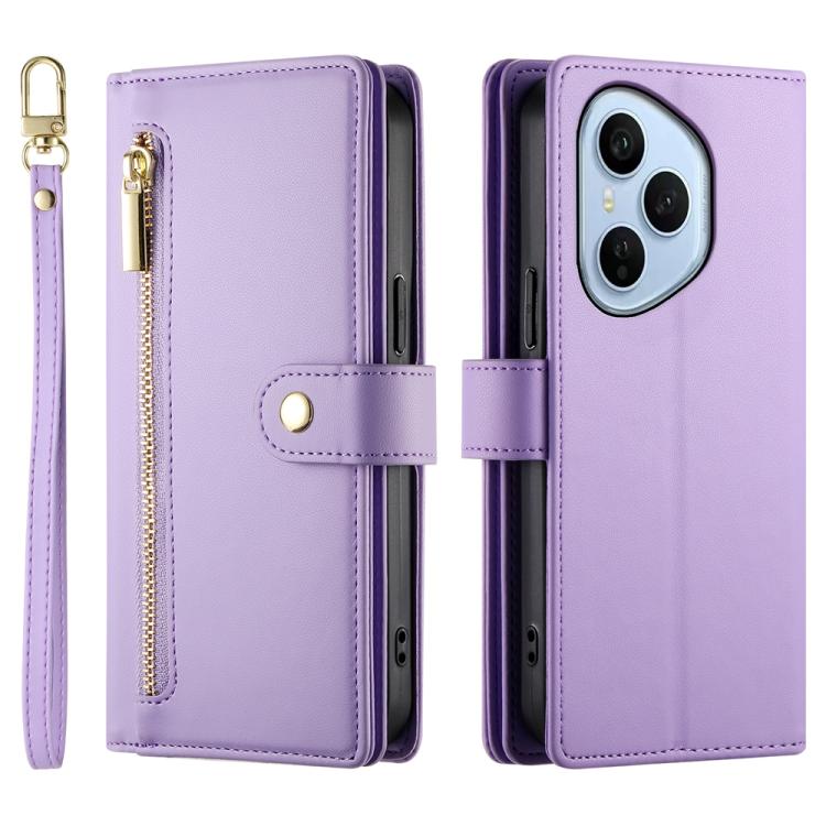 For Honor 400 Pro Global 160.8mm Nine Card-slot Zipper Wallet Bag Leather Phone Case