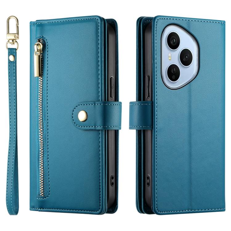 For Honor 400 Pro Global 160.8mm Nine Card-slot Zipper Wallet Bag Leather Phone Case