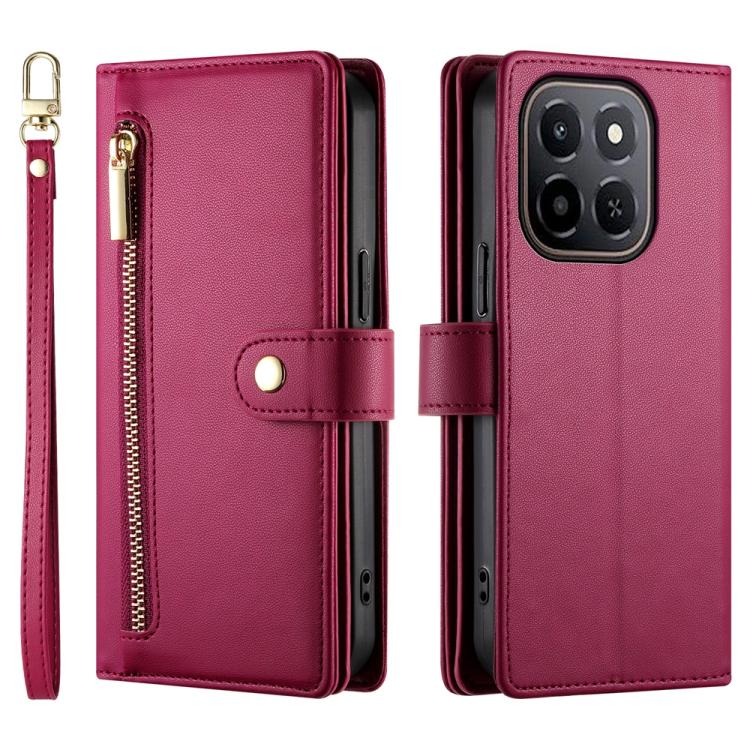 For Honor X6c 4G / X5b / X5b Plus Nine Card-slot Zipper Wallet Bag Leather Phone Case