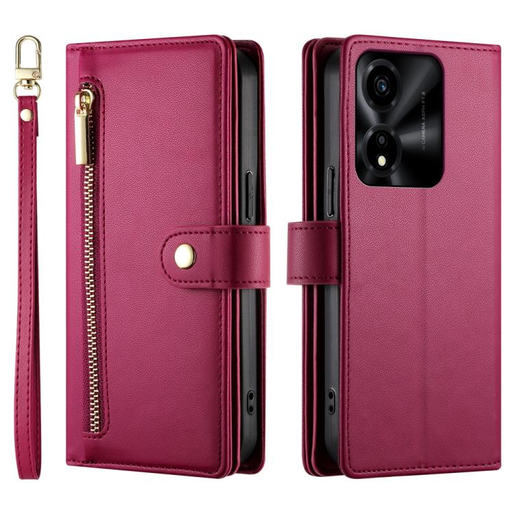 For Honor X5c Plus Nine Card-slot Zipper Wallet Bag Leather Phone Case