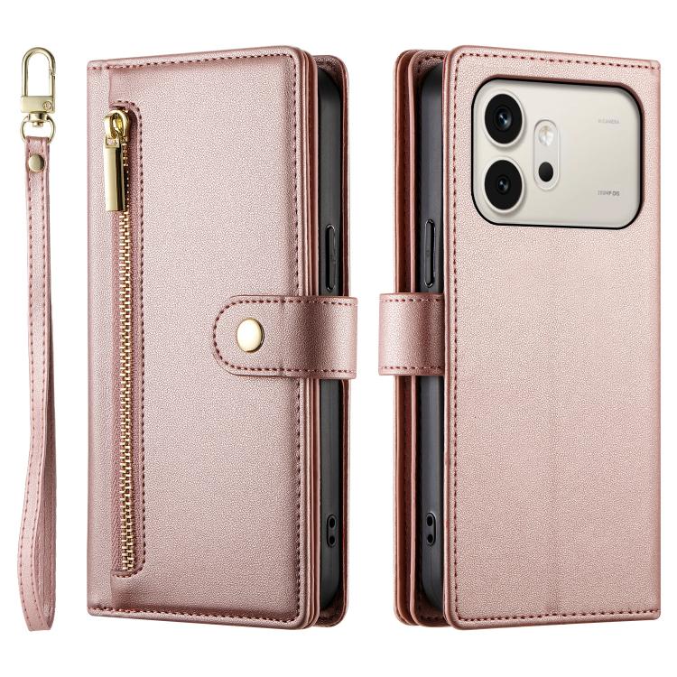 For Honor 600 Global / 600 Pro Global Nine Card-slot Zipper Wallet Bag Leather Phone Case