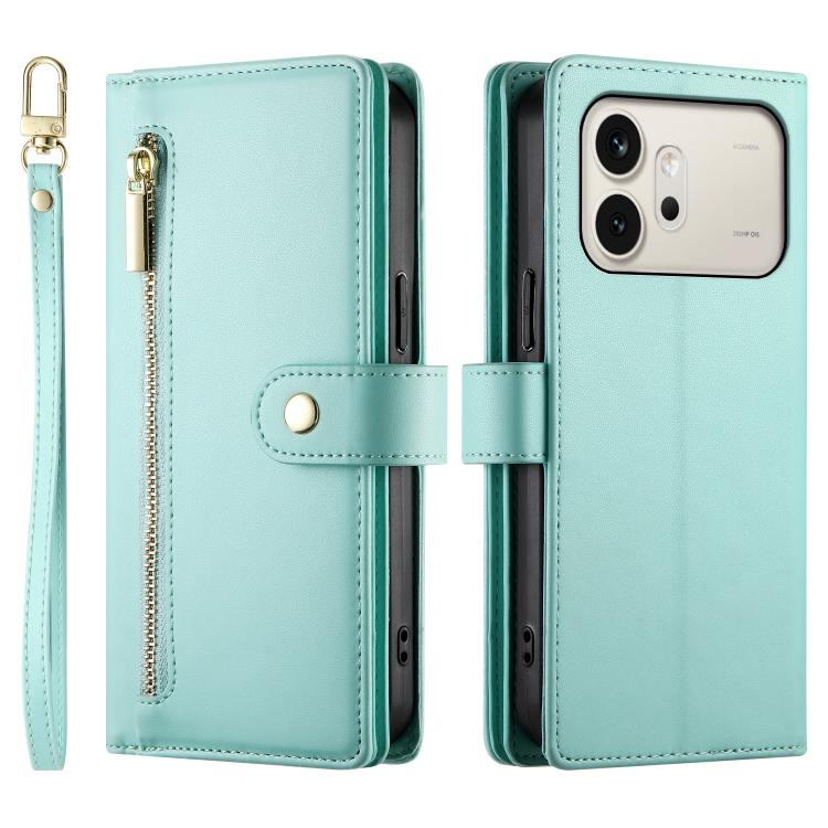 For Honor 600 Global / 600 Pro Global Nine Card-slot Zipper Wallet Bag Leather Phone Case
