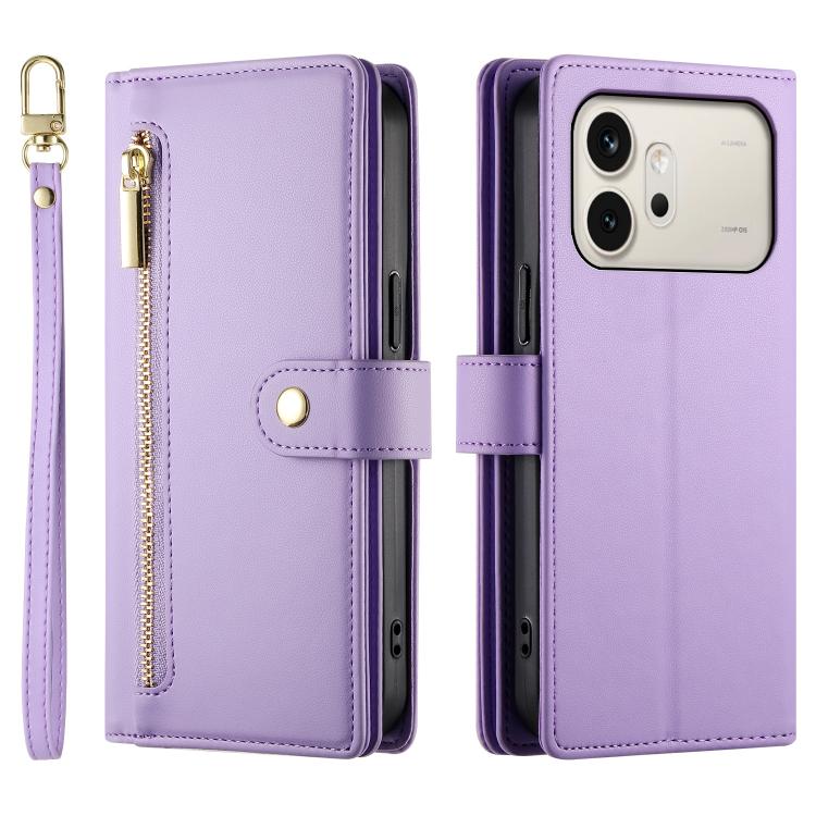 For Honor 600 Global / 600 Pro Global Nine Card-slot Zipper Wallet Bag Leather Phone Case