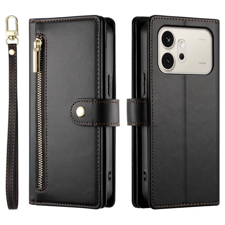 For Honor 600 Global / 600 Pro Global Nine Card-slot Zipper Wallet Bag Leather Phone Case