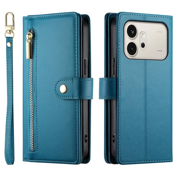 For Honor 600 Global / 600 Pro Global Nine Card-slot Zipper Wallet Bag Leather Phone Case