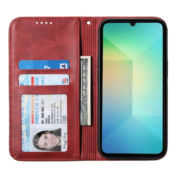 For Samsung Galaxy A06 4G / 5G / A07 4G Cubic Grid Calf Texture Magnetic Leather Phone Case