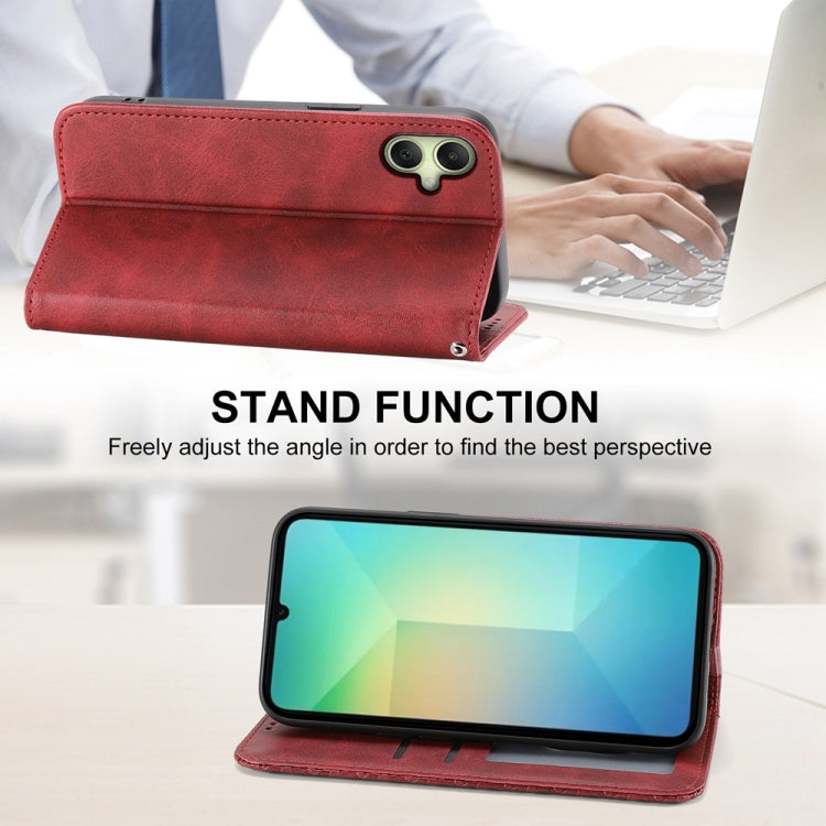 For Samsung Galaxy A06 4G / 5G / A07 4G Cubic Grid Calf Texture Magnetic Leather Phone Case