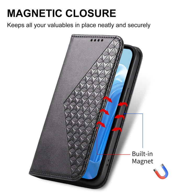 For Samsung Galaxy M35 Cubic Grid Calf Texture Magnetic Leather Phone Case