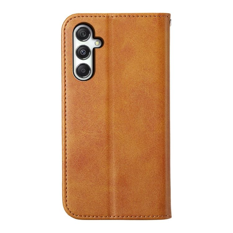 For Samsung Galaxy M35 Cubic Grid Calf Texture Magnetic Leather Phone Case