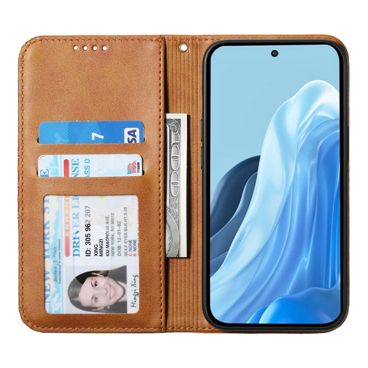 For Samsung Galaxy M35 Cubic Grid Calf Texture Magnetic Leather Phone Case