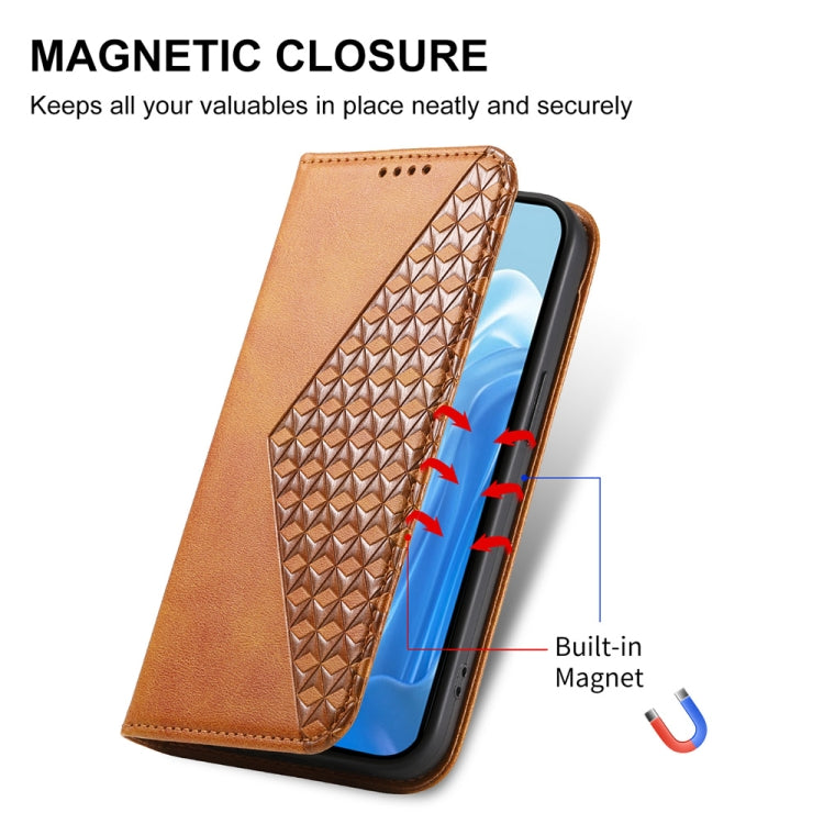 For Samsung Galaxy M35 Cubic Grid Calf Texture Magnetic Leather Phone Case