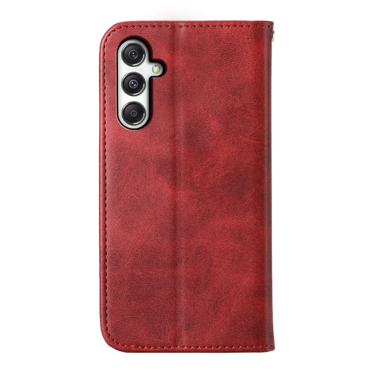 For Samsung Galaxy M35 Cubic Grid Calf Texture Magnetic Leather Phone Case