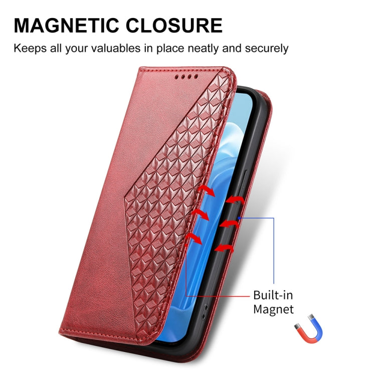For Samsung Galaxy M35 Cubic Grid Calf Texture Magnetic Leather Phone Case