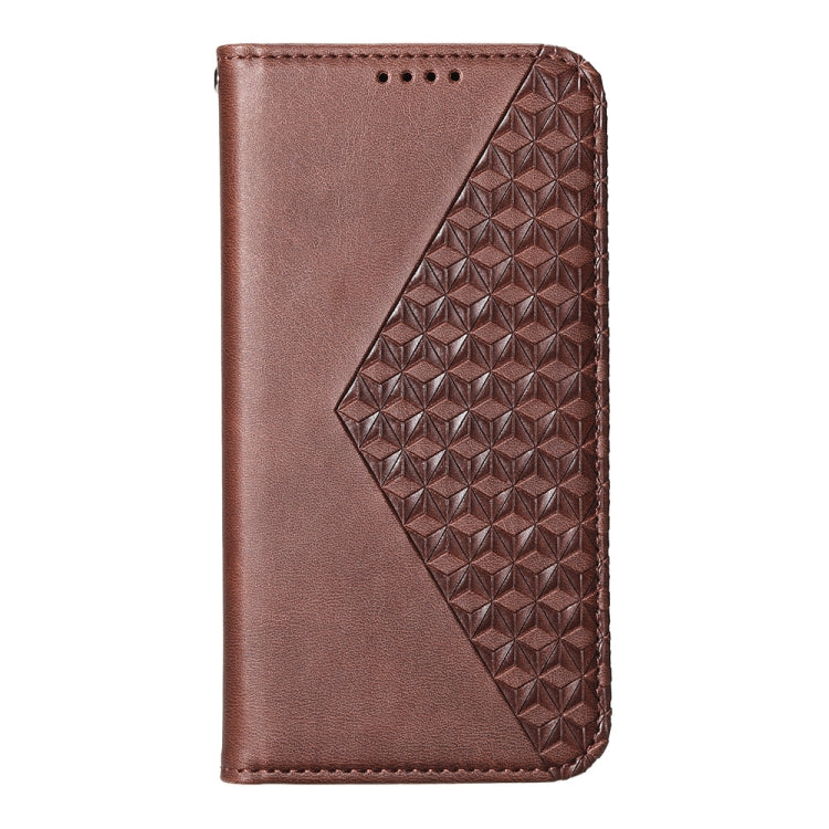 For Samsung Galaxy M35 Cubic Grid Calf Texture Magnetic Leather Phone Case