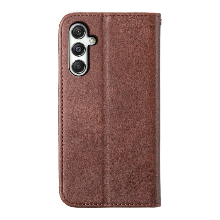 For Samsung Galaxy M35 Cubic Grid Calf Texture Magnetic Leather Phone Case