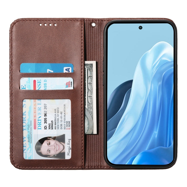 For Samsung Galaxy M35 Cubic Grid Calf Texture Magnetic Leather Phone Case