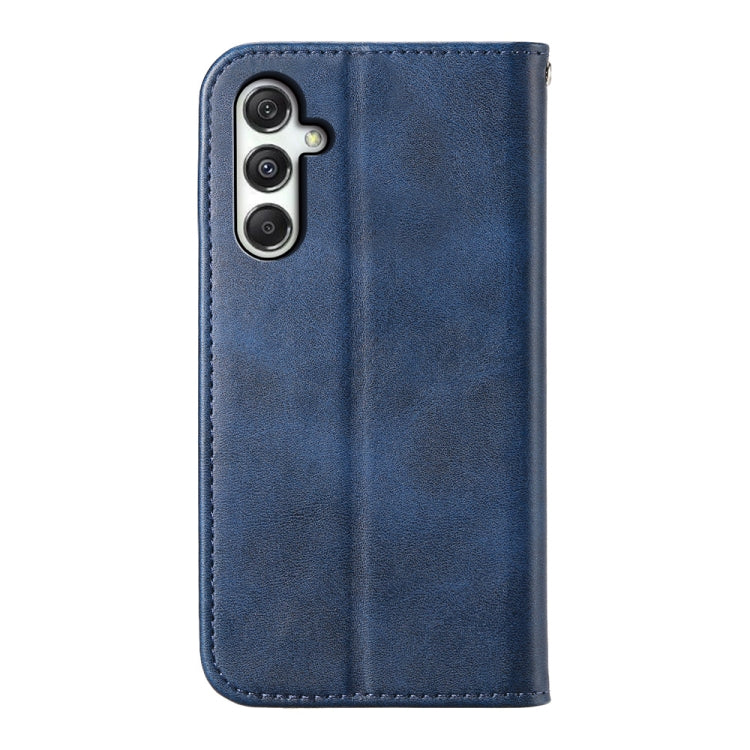 For Samsung Galaxy M35 Cubic Grid Calf Texture Magnetic Leather Phone Case