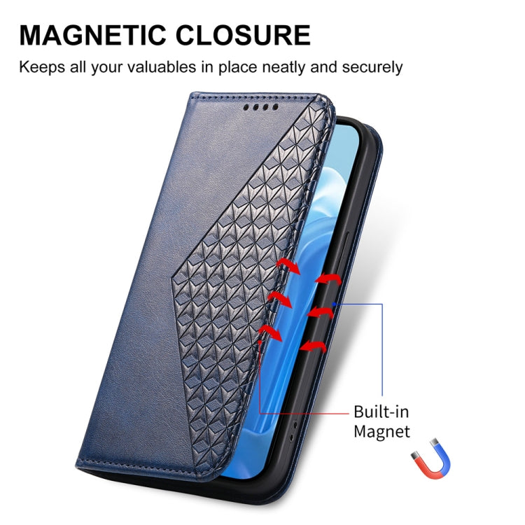 For Samsung Galaxy M35 Cubic Grid Calf Texture Magnetic Leather Phone Case
