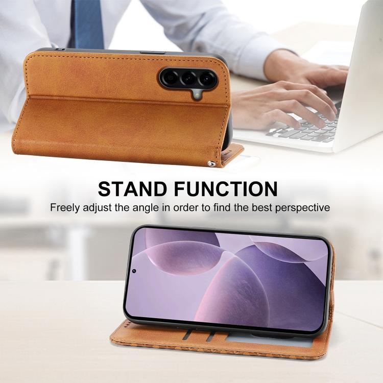 For Samsung Galaxy A37 5G Cubic Grid Calf Texture Magnetic Leather Phone Case