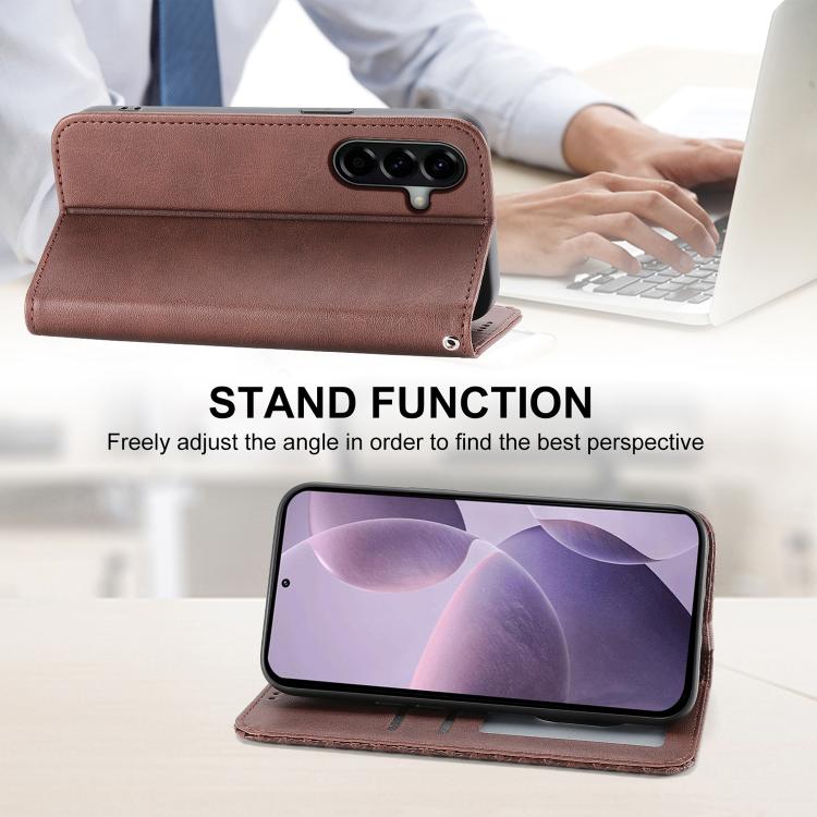 For Samsung Galaxy A37 5G Cubic Grid Calf Texture Magnetic Leather Phone Case