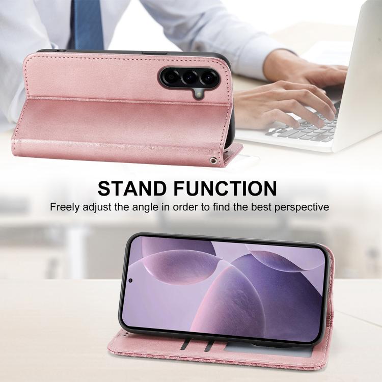 For Samsung Galaxy A37 5G Cubic Grid Calf Texture Magnetic Leather Phone Case